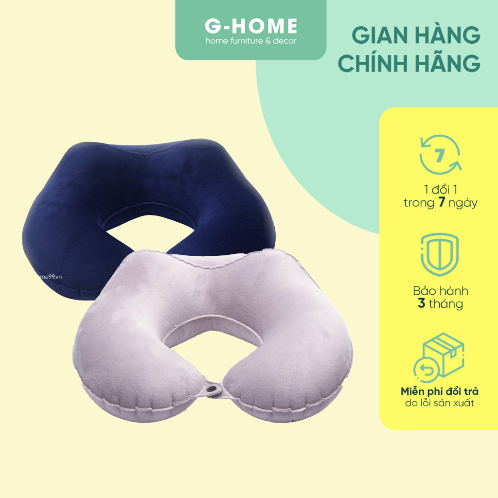 Gối cổ chữ U bơm hơi êm ái có thể cất gọn thông minh Ghome, gối cổ du lịch cực gọn nhẹ tặng kèm phụ kiện DL23M13
