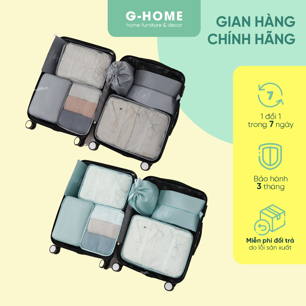 Set túi đựng đồ xếp gọn vali du lịch Ghome túi dây siêu bền chống thấm rút gọn tiện lợi DL23M7