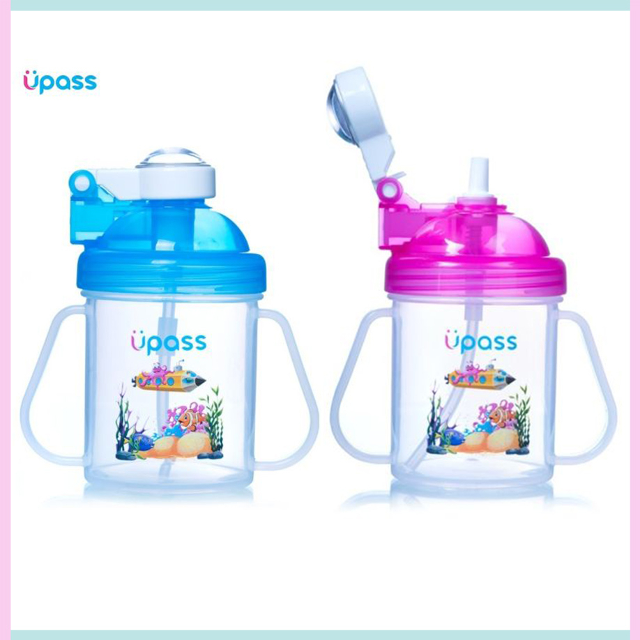 Cốc tập uống cho bé Upass 200ml - bình nước cho bé có ống hút Upass