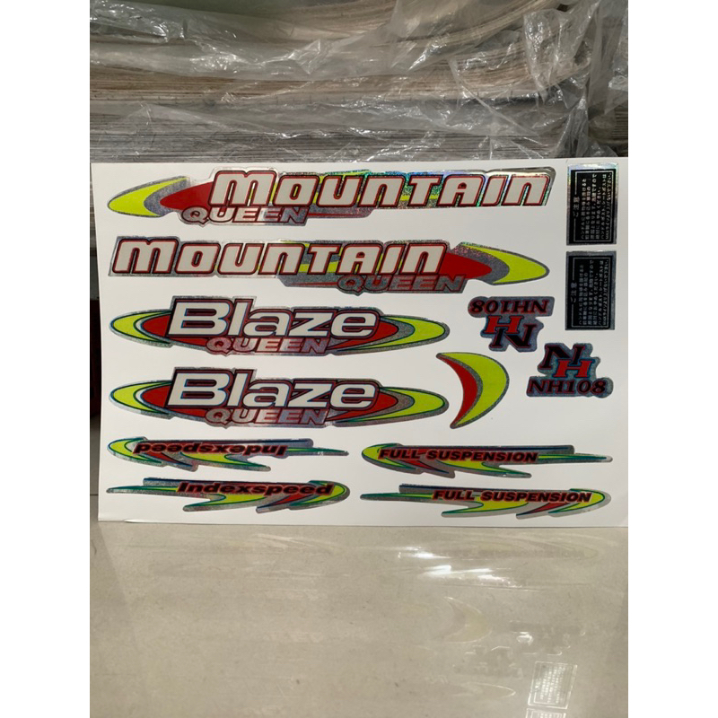 Bộ tem dán xe đạp Mountain Blaze Queen màu đỏ hàng nhập Thái Lan chất lượng cao dành riêng cho dòng xe đạp