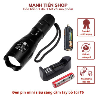 Đèn pin mini siêu sáng cầm tay bỏ túi T6 cao cấp hợp kim nhôm