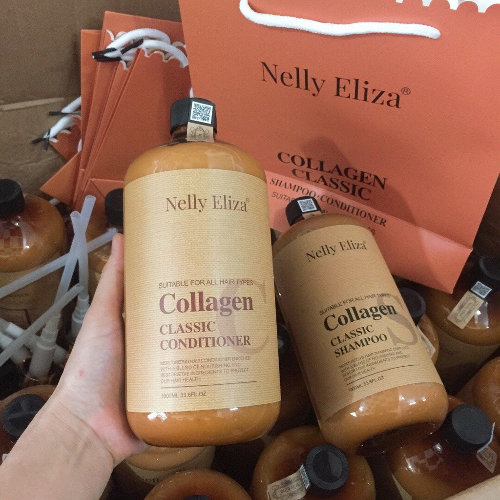 Bộ đôi dầu gội dầu xả Nelly Eliza Collagen Classic 1000ml chính hãng