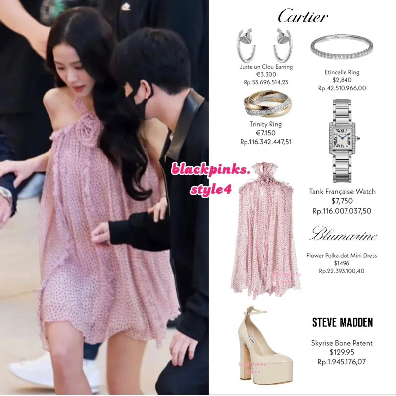 Đầm hoa cổ yếm màu hồng giống Jisoo Blackpink