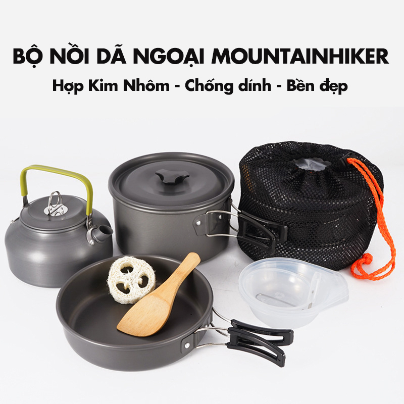 Bộ Nồi Chảo Nấu Ăn Dã Ngoại Mountainhiker Hợp Kim Nhôm Bộ Nấu Ăn Mini Cắm Trại Du Lịch Đi Phượt Siêu Tiện Lợi NA72