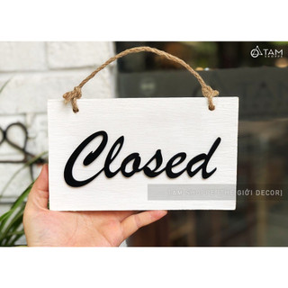 Bảng treo cửa OPen/ Closed trắng đen đơn giản