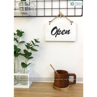 Bảng treo cửa OPen/ Closed trắng đen đơn giản
