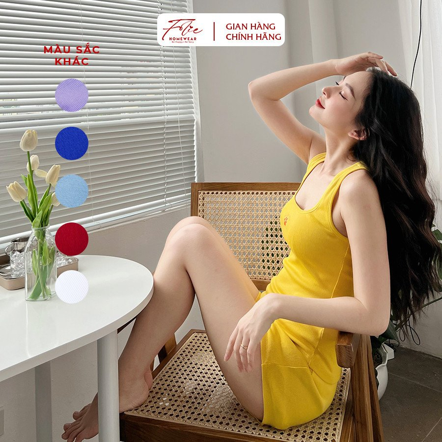 Set đồ mặc nhà thun gân cotton áo 3 lỗ quần ngắn FLA3Q1