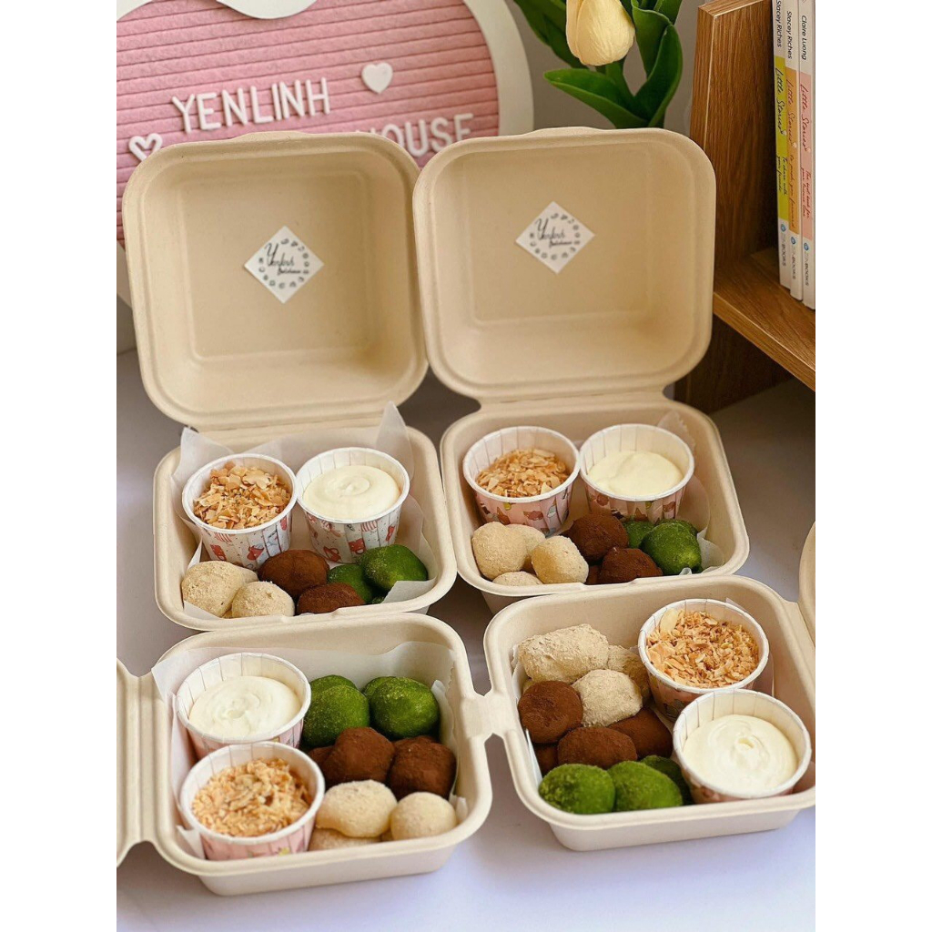 Hộp bã mía vuông đựng bánh