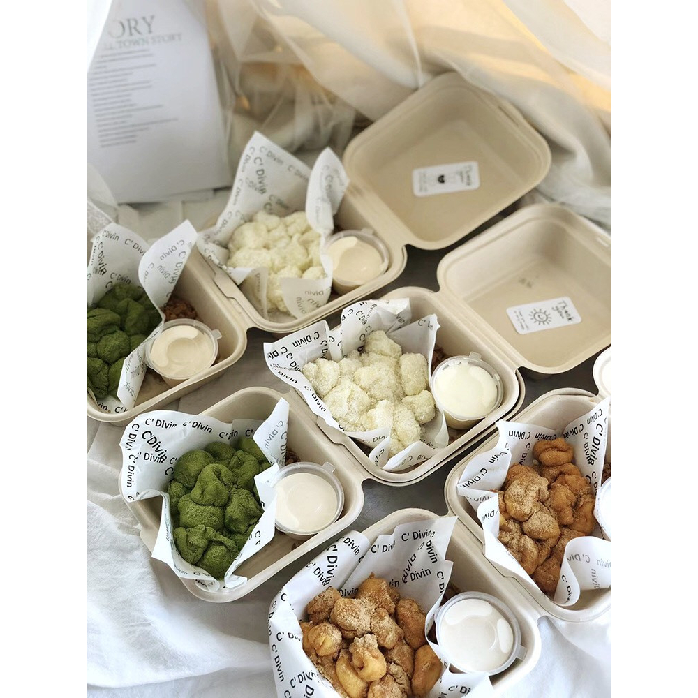 Hộp bã mía vuông đựng bánh