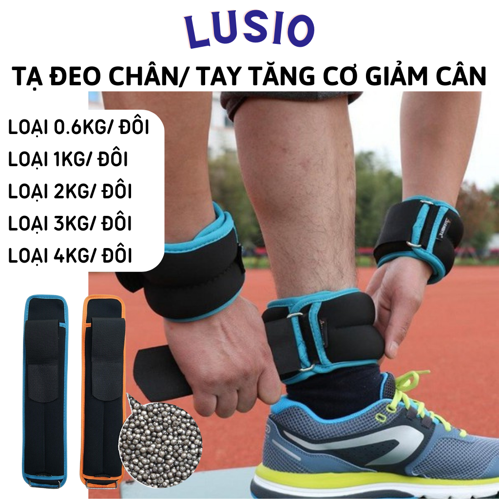 Tạ đeo cổ tay cổ chân size từ 0.6kg/1kg/2kg/3kg/4kg 1 đôi tập gym chạy bộ chất liệu hạt bi sắt tăng cơ giảm cân