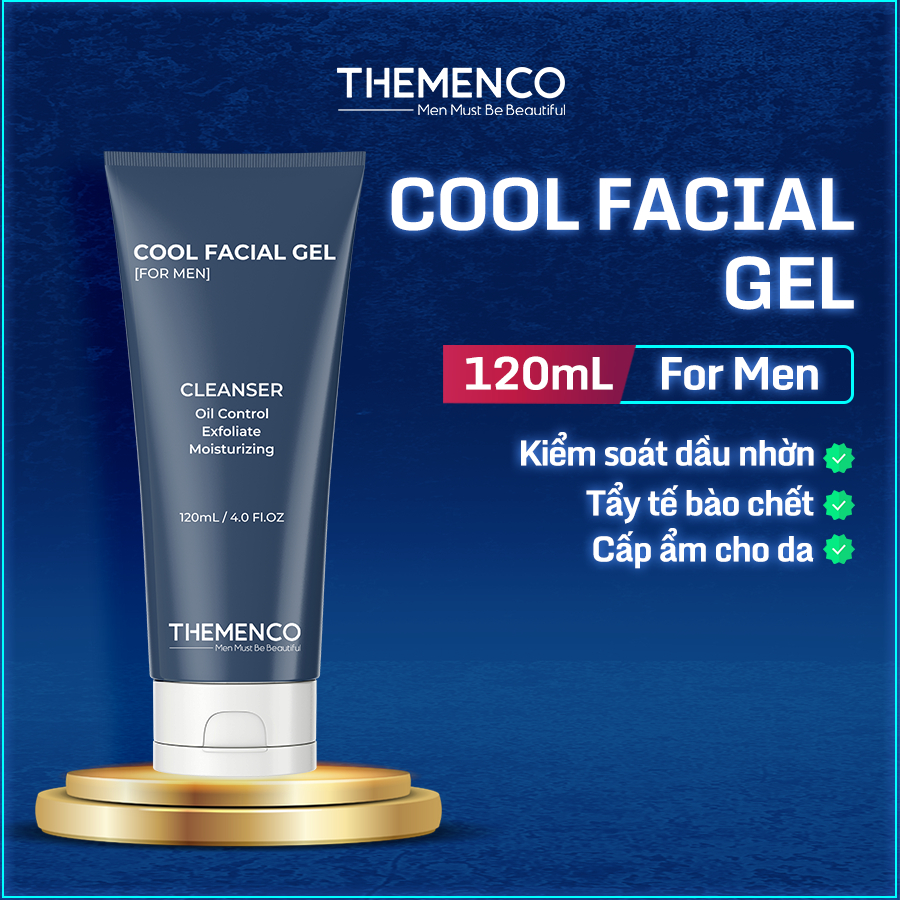 Sữa Rửa Mặt Kiềm Dầu, Ngăn Ngừa Mụn, cấp ẩm Dành Cho Nam Giới Cool Facial Gel 120ml