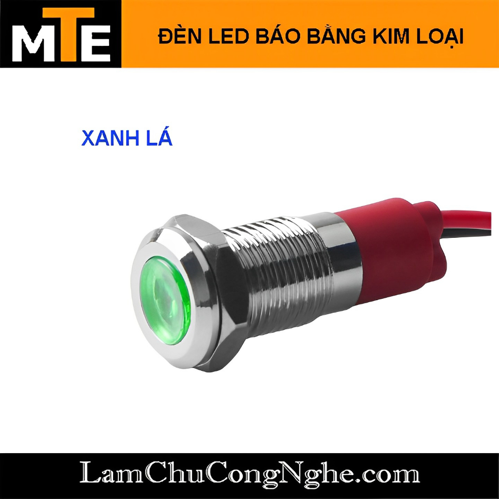 Đèn LED báo chống nước vỏ kim loại 8mm