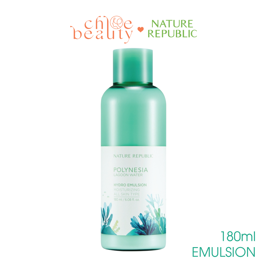 Sữa dưỡng chiết xuất nước biển xanh và hoa dâm bụt NATURE REPUBLIC Polynesia Lagoon Water Hydro Emulsion 180ml