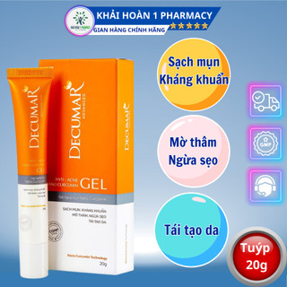 Gel ngừa mụn DECUMAR ADVANCED chiếc xuất Nano Curumin giúp sạch mụn, kháng khuẩn, mờ thâm, ngừa sẹo hiệu quả - Hộp 20g