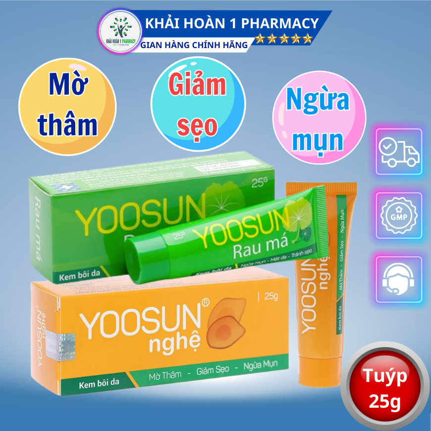 Kem bôi da YOOSUN NGHỆ, YOOSUN RAU MÁ giúp mờ thâm, giảm sẹo và ngăn ngừa mụn hiệu quả - Hộp 25g