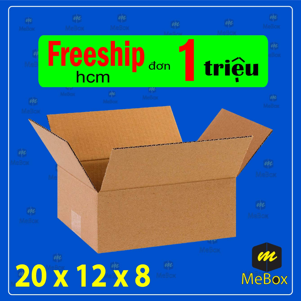 hộp carton 20x12x8 bộ 100 trơn không in