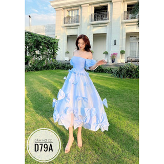 Bigsize Đầm nơ tay phồng CC D79A