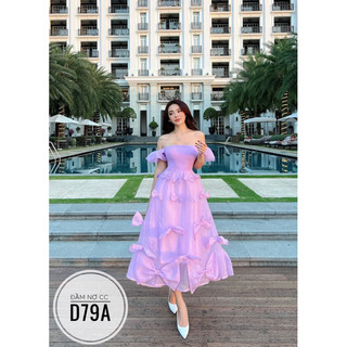 Bigsize Đầm nơ tay phồng CC D79A