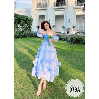 Bigsize Đầm nơ tay phồng CC D79A