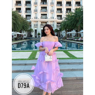 Bigsize Đầm nơ tay phồng CC D79A