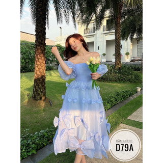 Bigsize Đầm nơ tay phồng CC D79A