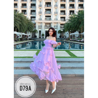 Bigsize Đầm nơ tay phồng CC D79A