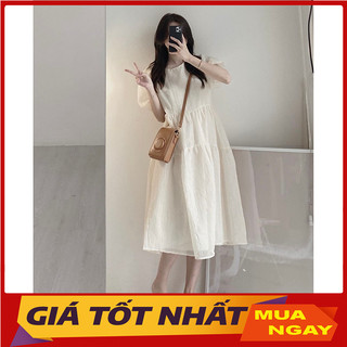 Đầm Babydoll Voan Tơ Tay Bồng Cổ Tròn Hàng Quảng Châu M2950 - Yamy888