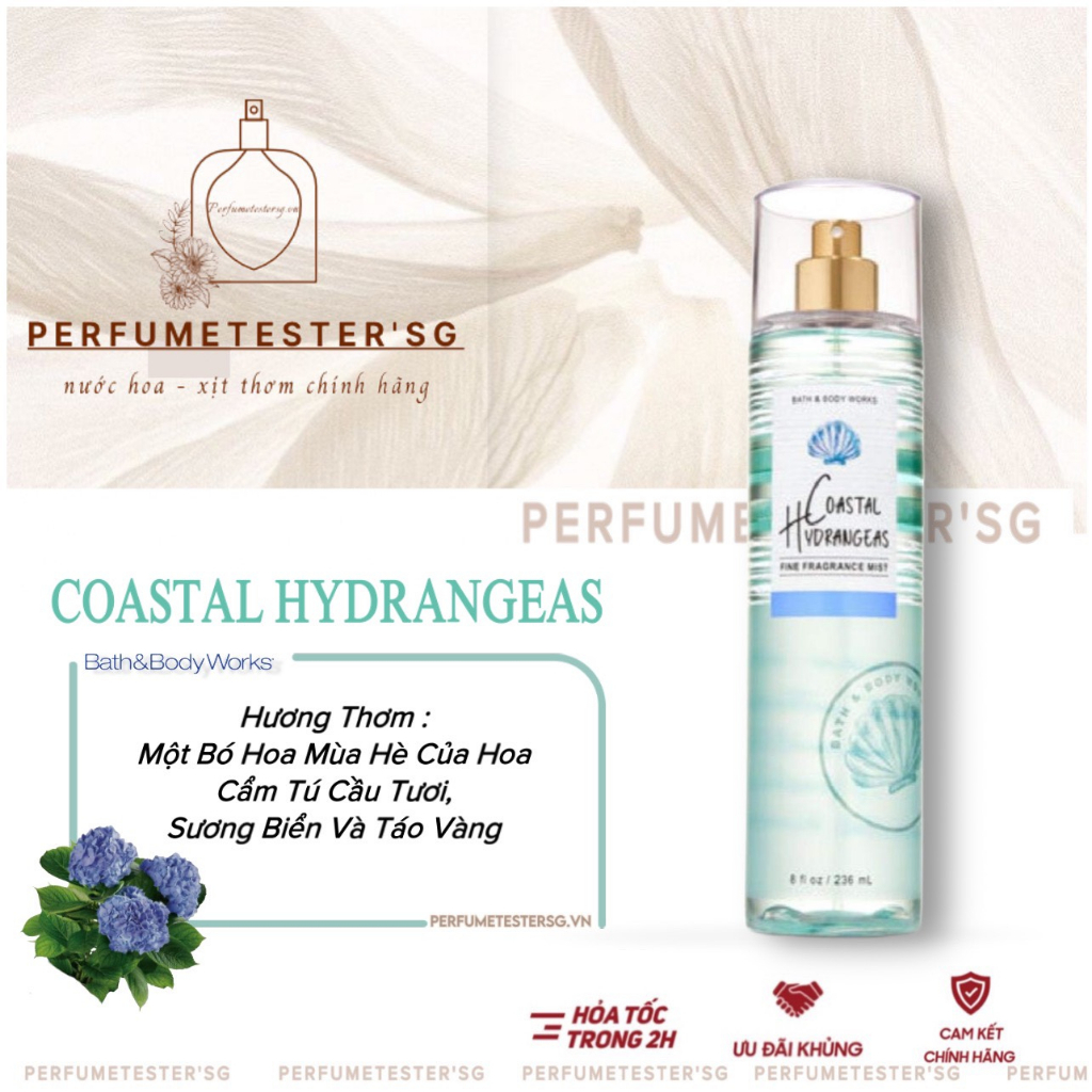 Xịt thơm lưu hương toàn thân Bath and Body works - Coastal Hydrangeas -𝒑𝒆𝒓𝒇𝒖𝒎𝒆𝒕𝒆𝒔𝒕𝒆𝒓