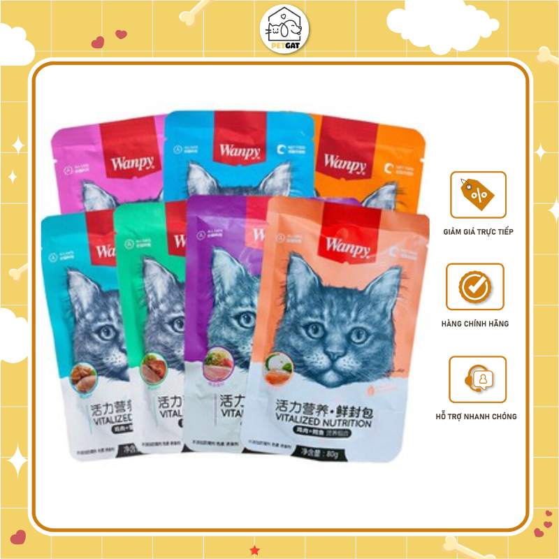 Pate Wanpy dành cho mèo mọi lứa tuổi thơm ngon và hấp dẫn gói 80g - PetGat