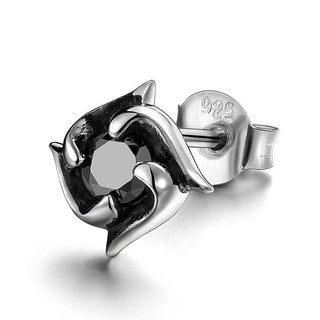 ( 1 chiếc ) Bông tai 4mm mạ bạc xoắn
