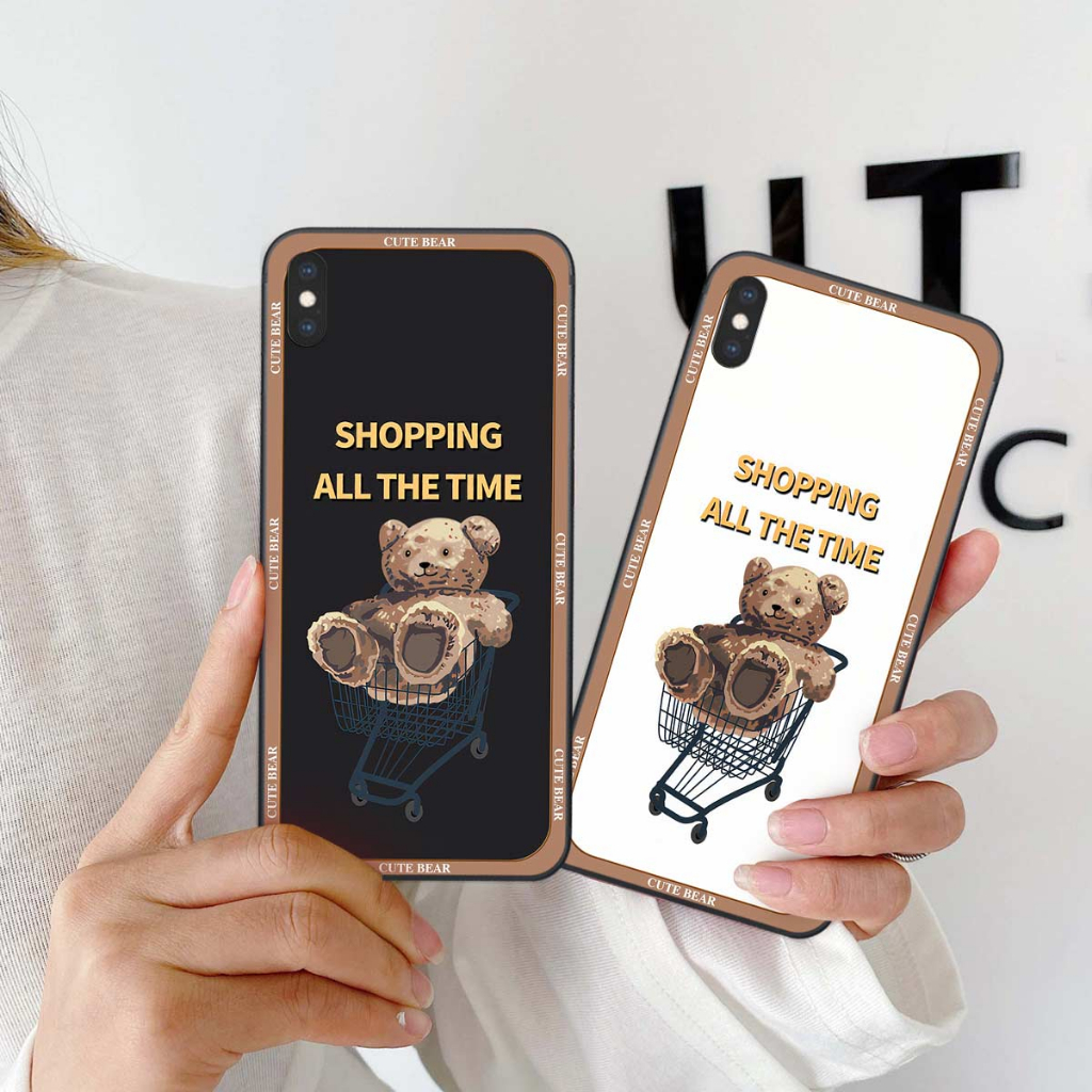 Ốp lưng iPhone X Xr Xs XsMax Max bear shopping, bearbrick đeo kính, rabbit, thời trang
