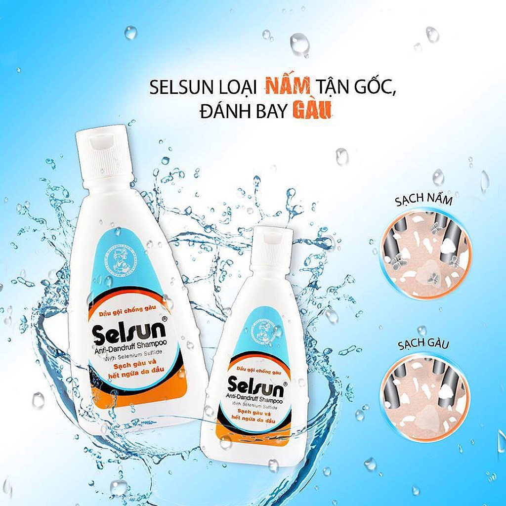 (Combo) Bộ sản phẩm chống gàu Selsun (Dầu gội chống gàu Selsun 100ml + Dầu xã dưỡng tóc Selsun 100ml)