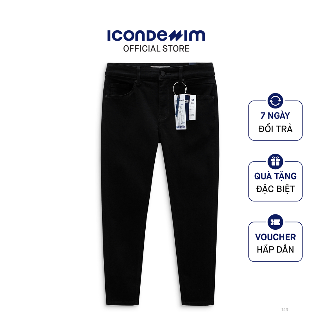 Quần Jean Nam Đen Trơn Smart Jeans Black Wash QJID0143