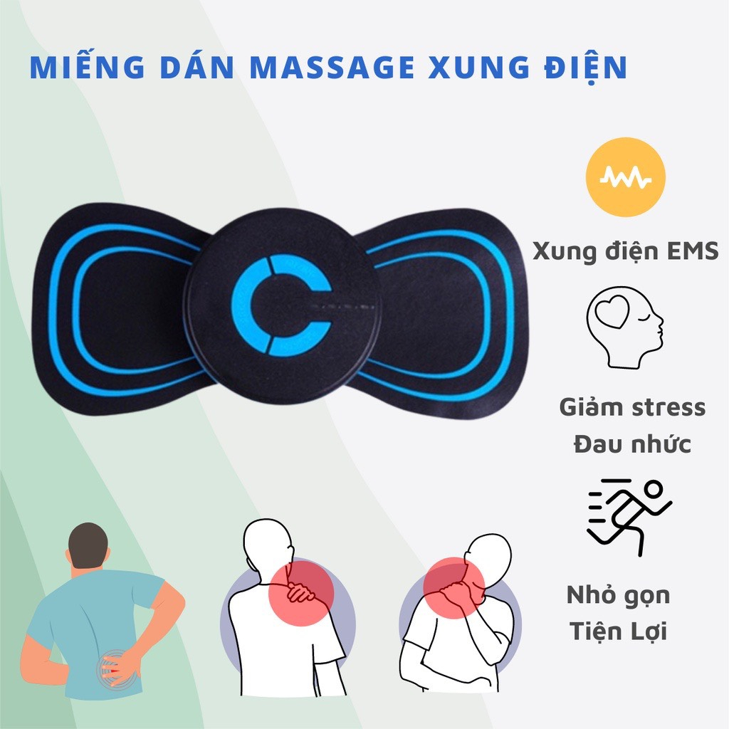 Máy, Miếng Massage Xung Điện EMS Tích Hợp 6 Chế Độ, Giảm Nhức Mỏi Cổ Vai Gáy Hiệu Quả Thư Giãn Cơ