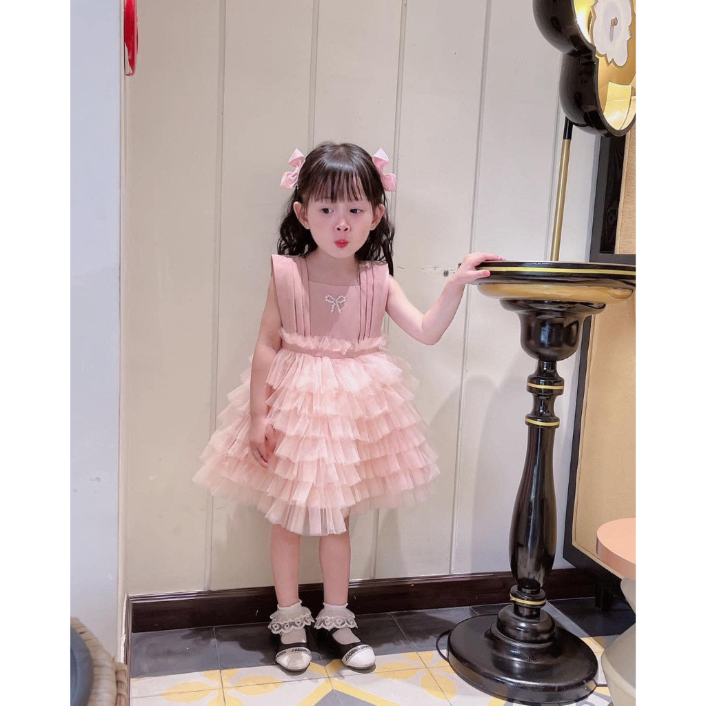 Váy hồng công chúa bé gái