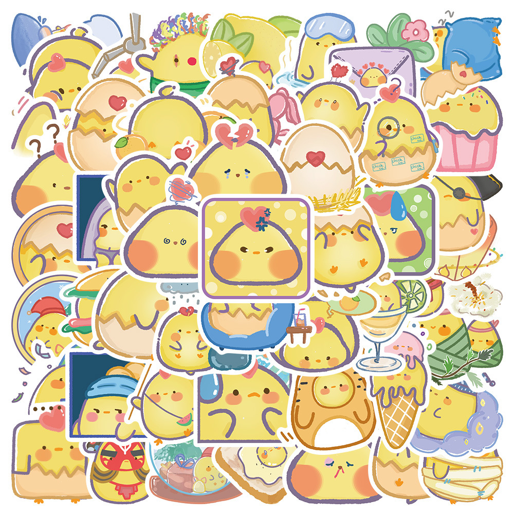 Set 50 chiếc sticker chống nước GÀ CON DỄ THƯƠNG dán mũ bảo hiểm, vali, laptop, xe máy, đàn guitar, ốp lưng, tường