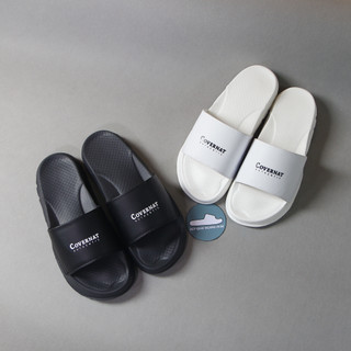 Dép ℂ𝕆𝕍𝔼ℝℕ𝔸𝕋 chữ nhỏ quai ngang nam nữ đế bánh mì 4cm