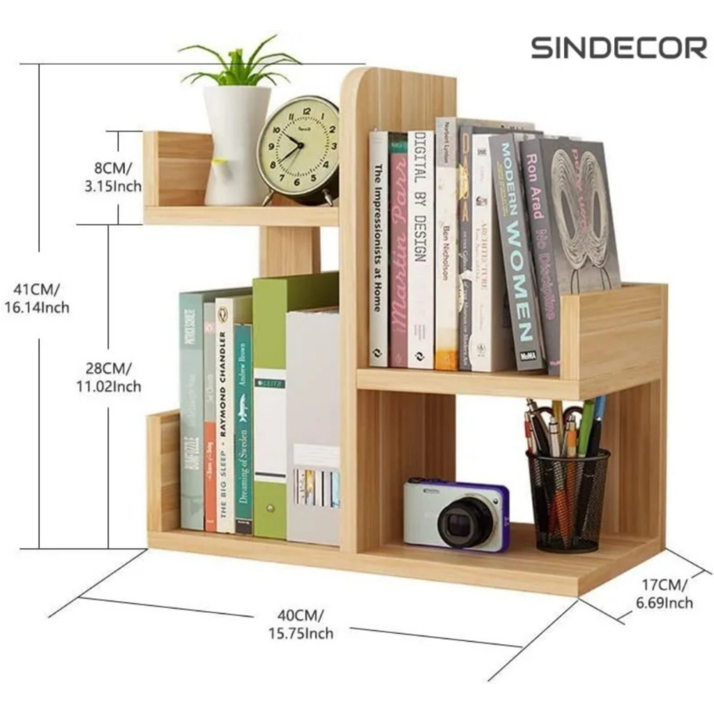 Kệ sách xương rồng mini, kệ sách để bàn đa năng, kích thước 40cm x 17cm x 40cm dễ dàng lắp ráp