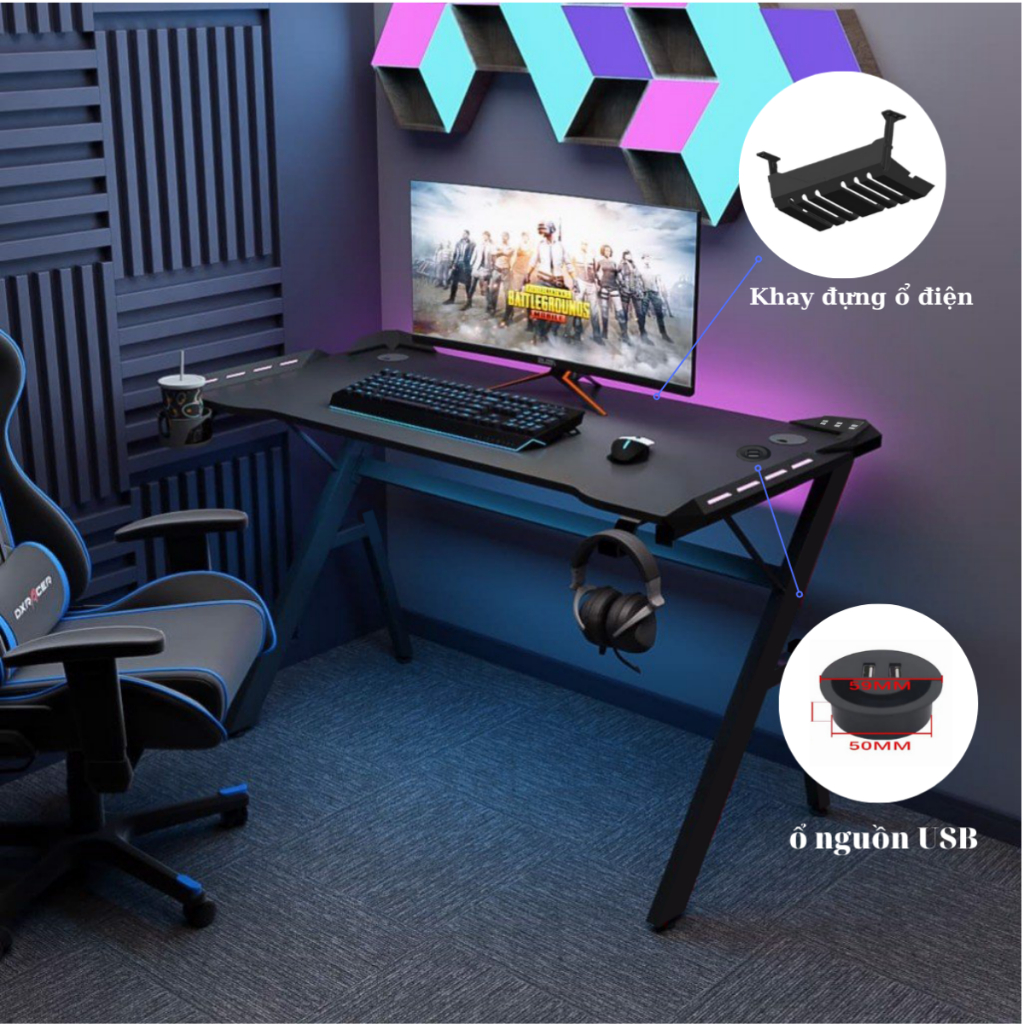 Bàn máy tính gaming winner cho các game thủ, bàn chữ K, Z gaming led 16 triệu màu nhảy theo nhạc điều chỉnh thông minh