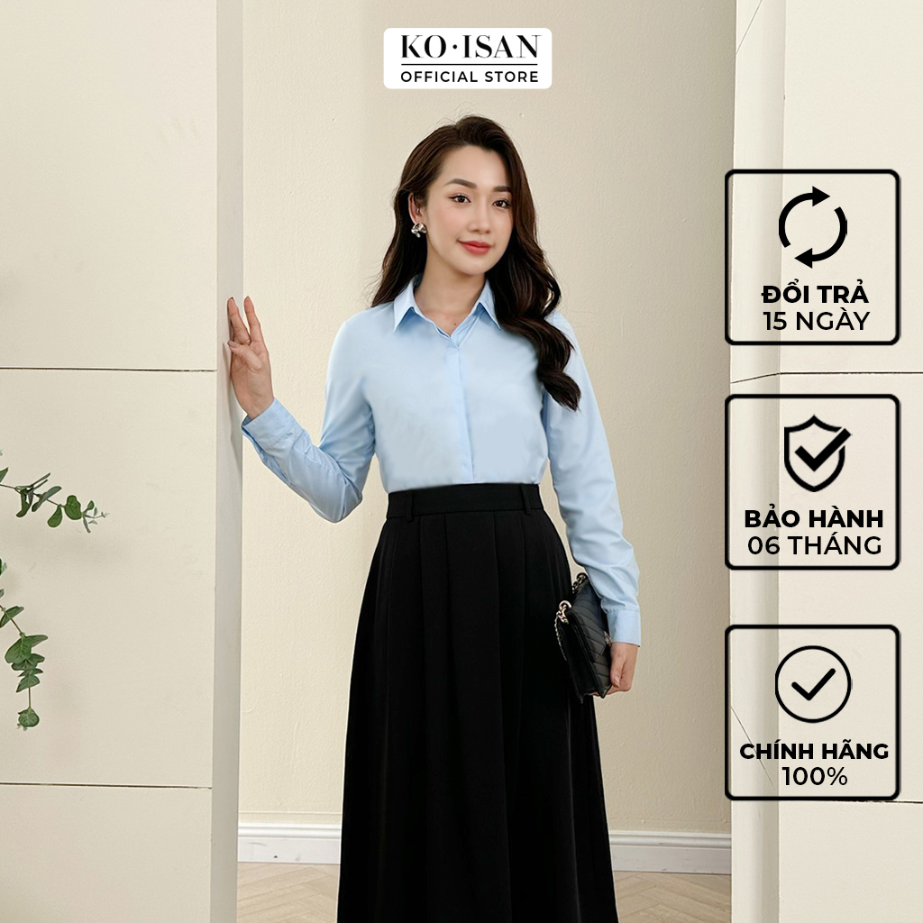 Áo sơ mi nữ dáng eo tay dài cổ đức basic nẹp giấu khuy KOISAN chất liệu vải thô lụa cao cấp W2250331