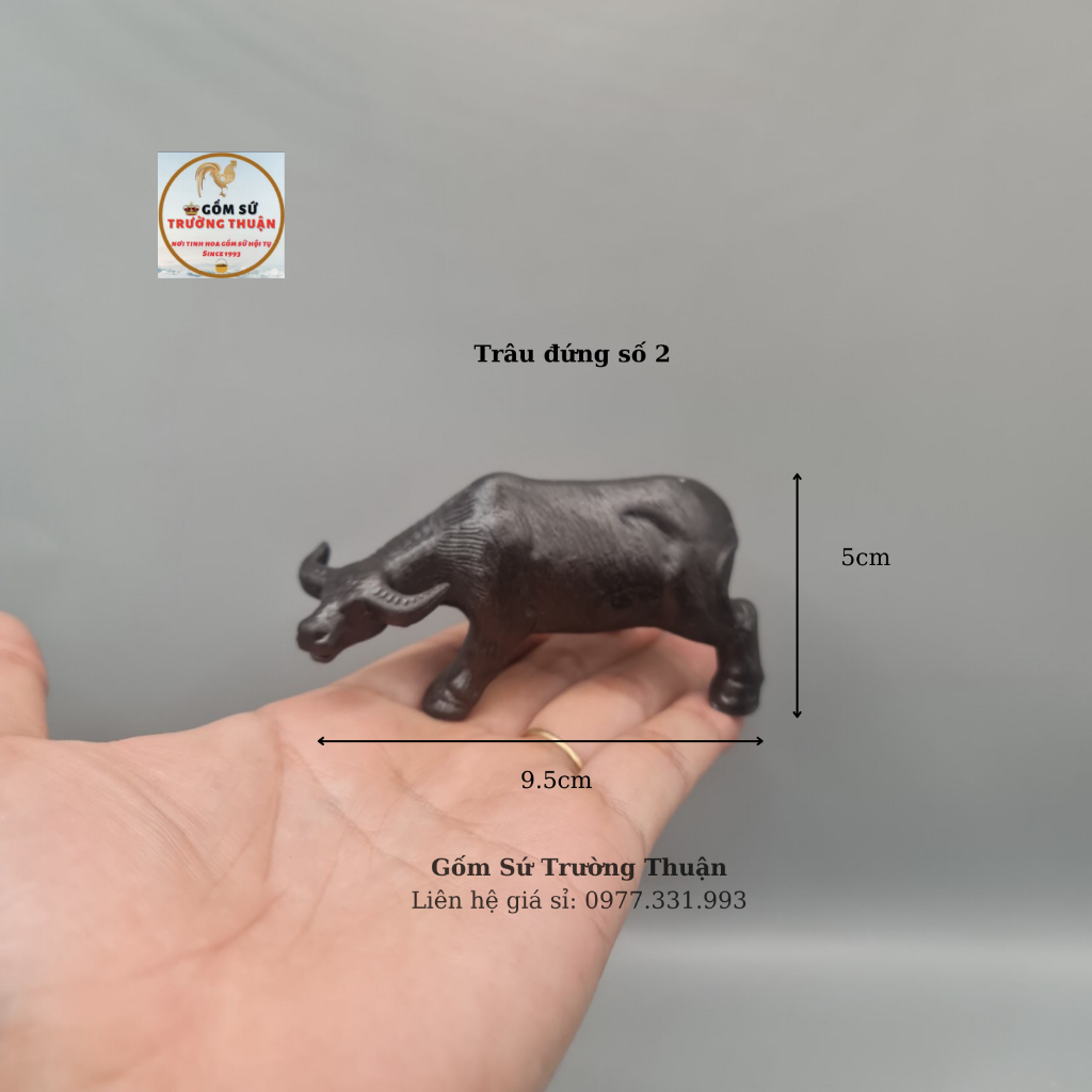 Tượng gốm con Trâu nằm mini phụ kiện trang trí tiểu cảnh hòn nam bộ bể cá chậu