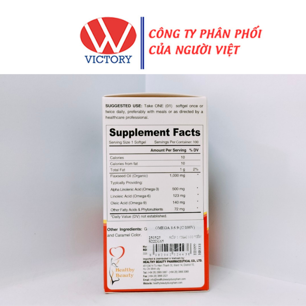 OMEGA 3,6,9 Healthy Beauty - Viên Uống Chăm Sóc Sức Khỏe Cho Mắt, Não, Tim Mạch - Hộp 100 & 200 viên – VictoryPharmacy
