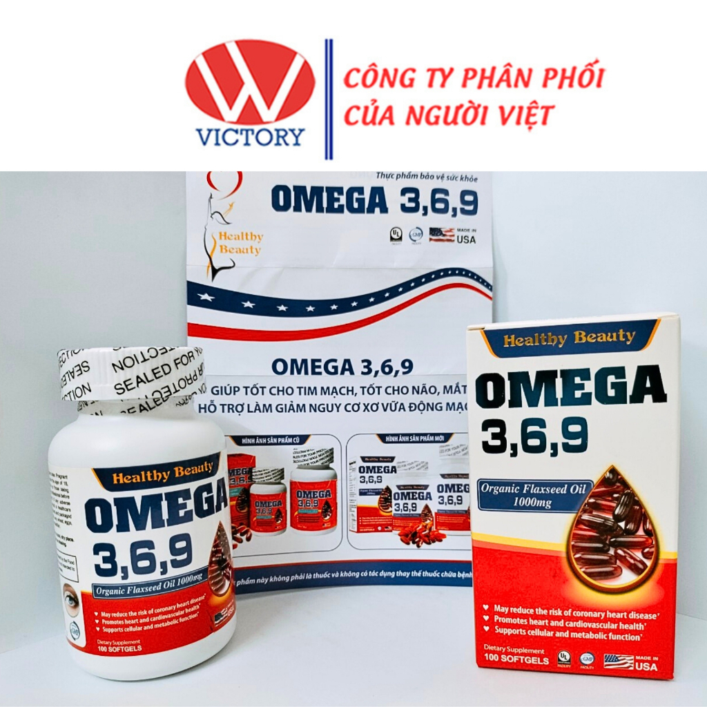 OMEGA 3,6,9 Healthy Beauty - Viên Uống Chăm Sóc Sức Khỏe Cho Mắt, Não, Tim Mạch - Hộp 100 & 200 viên – VictoryPharmacy