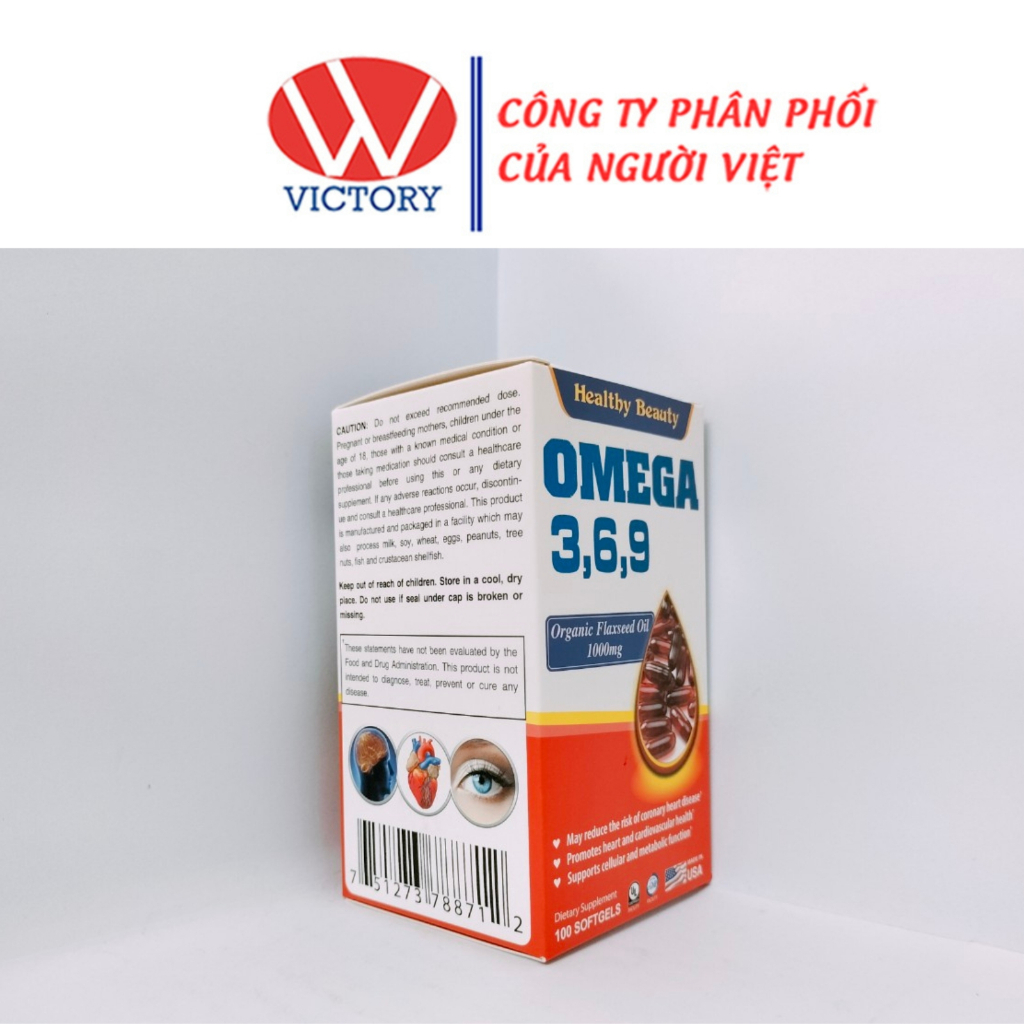 OMEGA 3,6,9 Healthy Beauty - Viên Uống Chăm Sóc Sức Khỏe Cho Mắt, Não, Tim Mạch - Hộp 100 & 200 viên – VictoryPharmacy