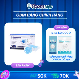 Khẩu Trang Y Tế EcomMed Đóng Gói Từng Cái EcomMed 4 Lớp Thông Thoáng Không Đau Tai - Kháng Khuẩn 99% [Hộp 30/Cái]