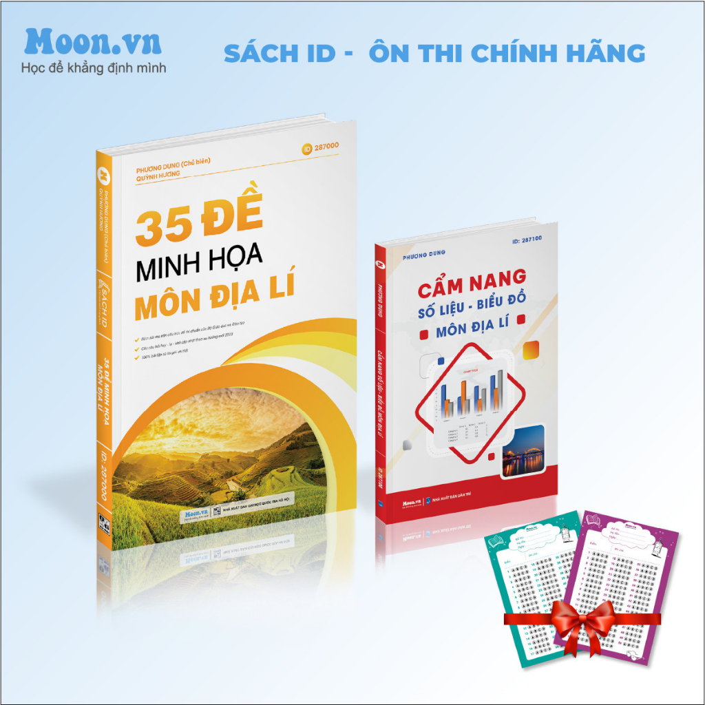 Combo sách bộ đề minh họa và Cẩm nang Số liệu - Biểu đồ môn Địa lý | Sách ID