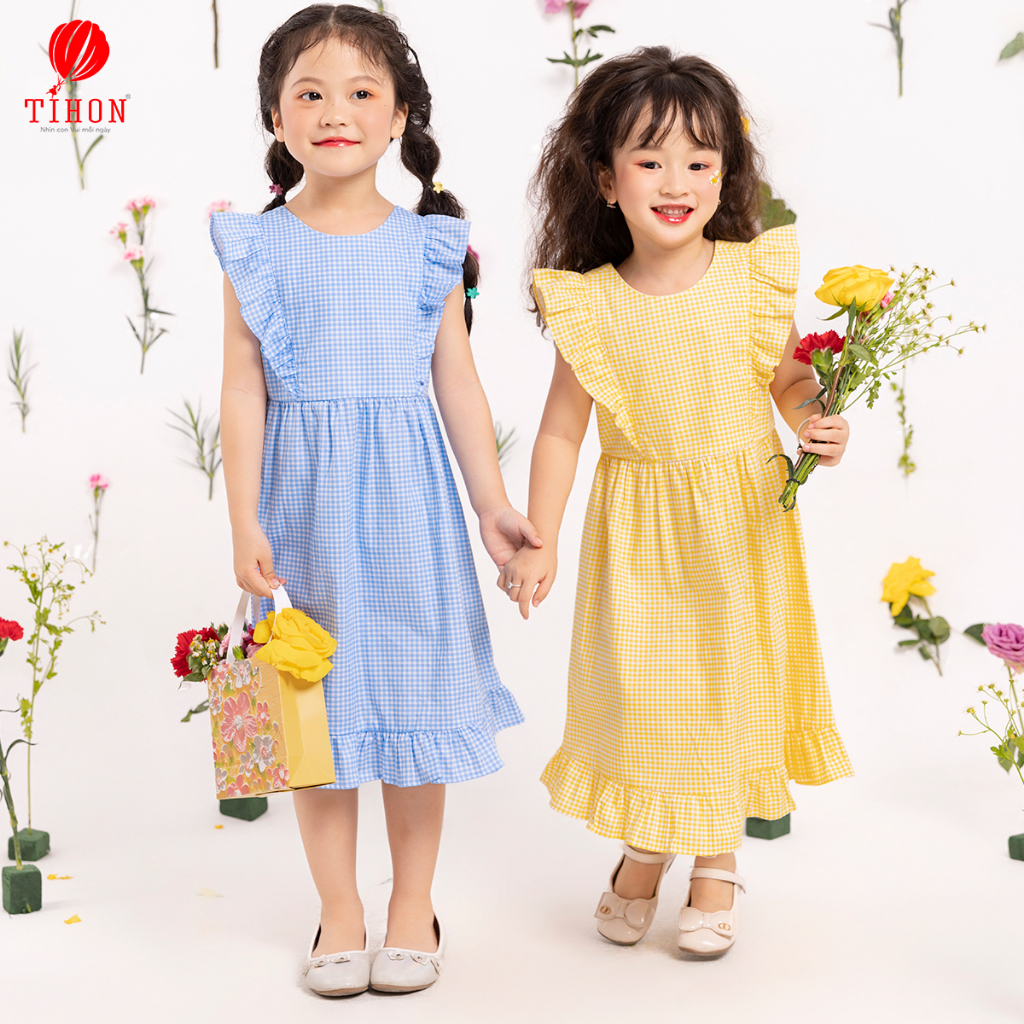 Váy cho bé gái TIHON ba màu siêu xinh chất liệu thoáng mát phong cách Hà Quốc VT0750365