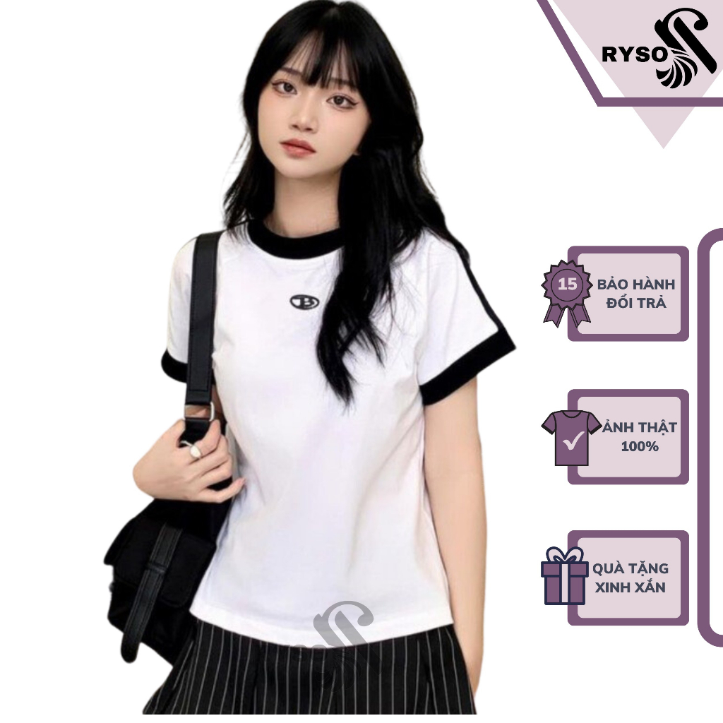 Áo Thun Baby Tee Form Fit Chữ B RYSO FASHION Chất Thun Co Dãn Dày dặn ôm body