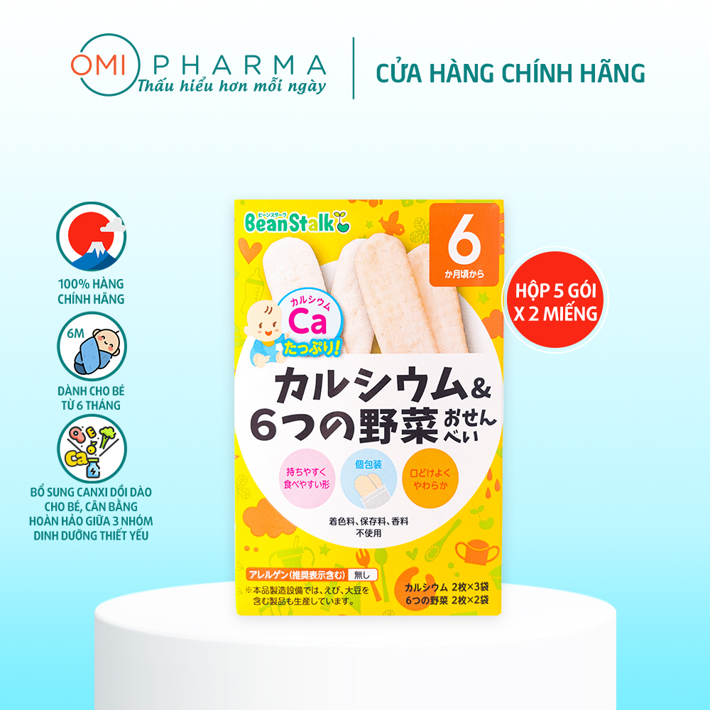 Bánh Gạo Ăn Dặm Bổ Sung Canxi Và 6 Loại Rau Củ Beanstalk Cho Trẻ Từ 6 Tháng