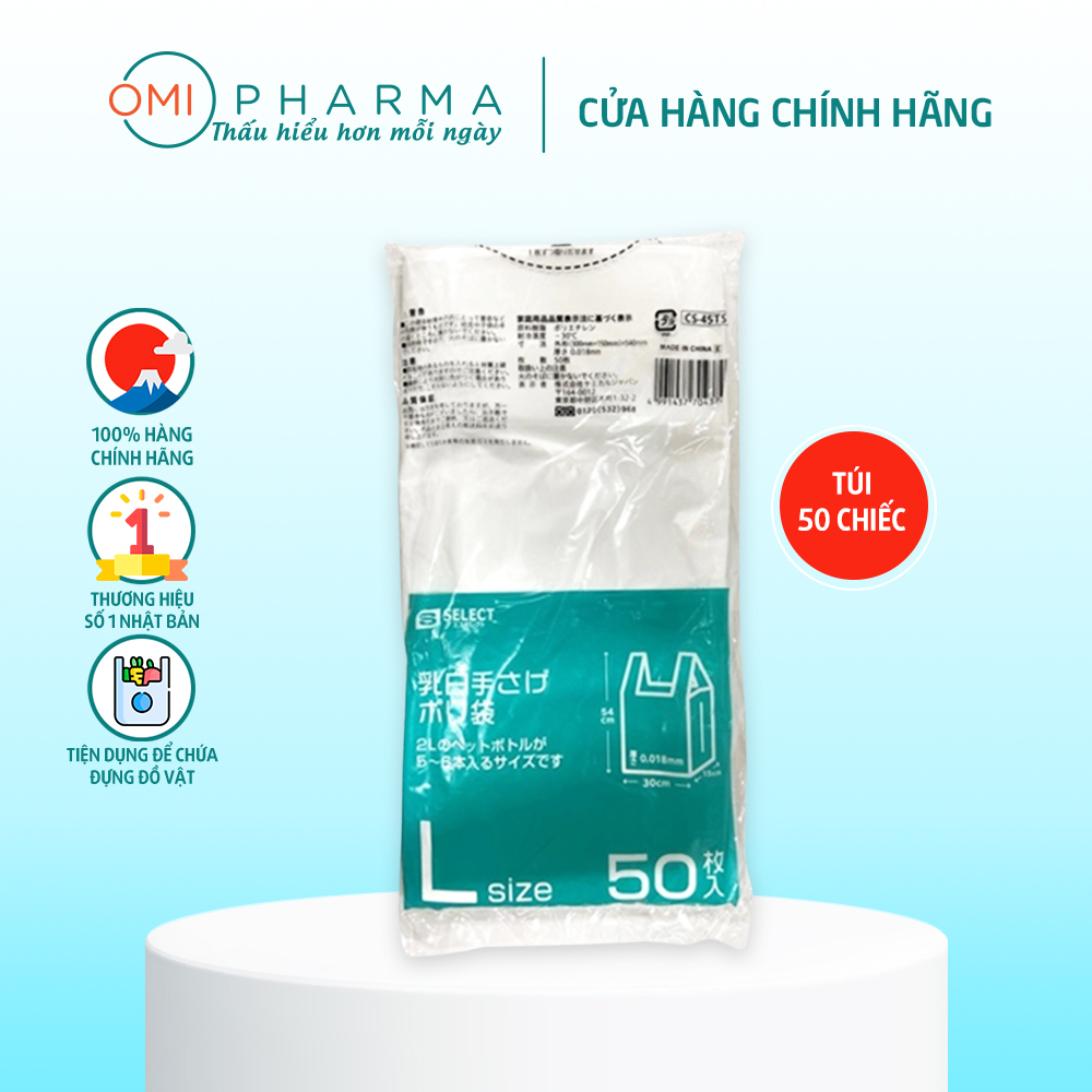 Túi Đựng Màu Trắng Sữa Có Tay Cầm Size L S Select Nhật Bản (50 Chiếc/Túi)